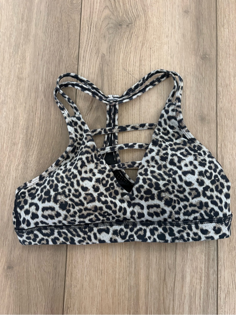 ZYIA Leopard-Print Strappy Sports Bra - Black, Cream, Brown